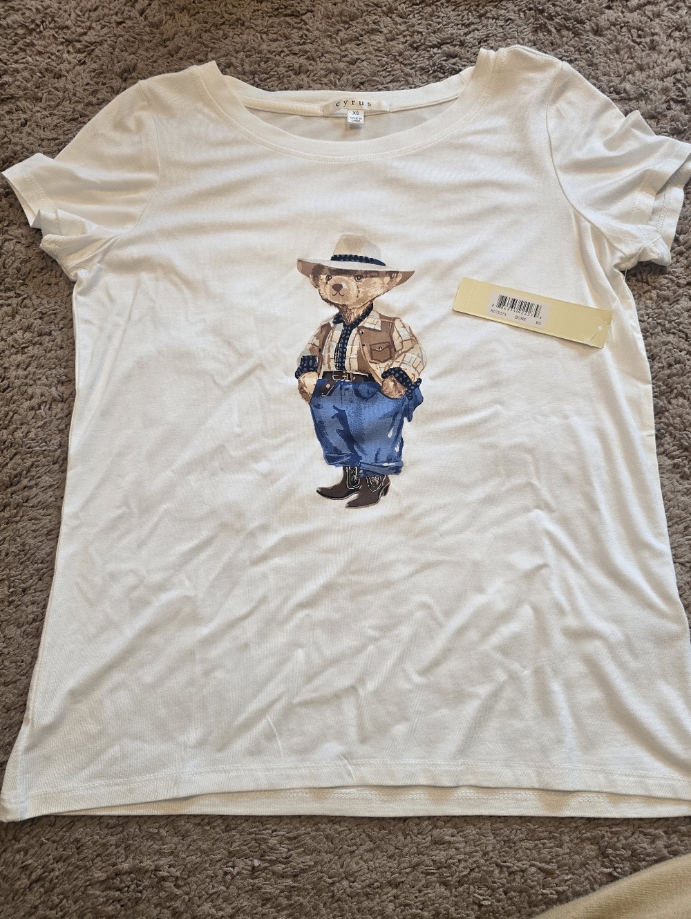 Cyrus Women's XS Bear Tee NWT